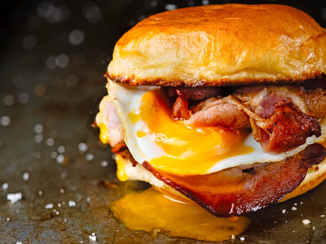 rustic bacon egg breakfast sandwich bun