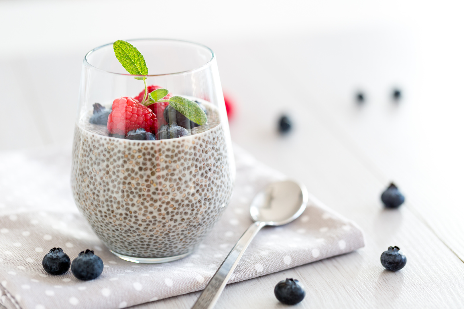 Chia Pudding in a Glass with Berries